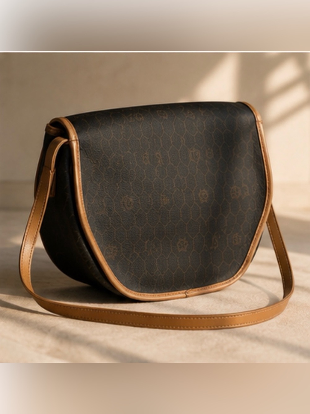 Vintage Christian Dior Honeycomb Canvas & Leather Flap Crossbody Bag - Picture 5 of 5